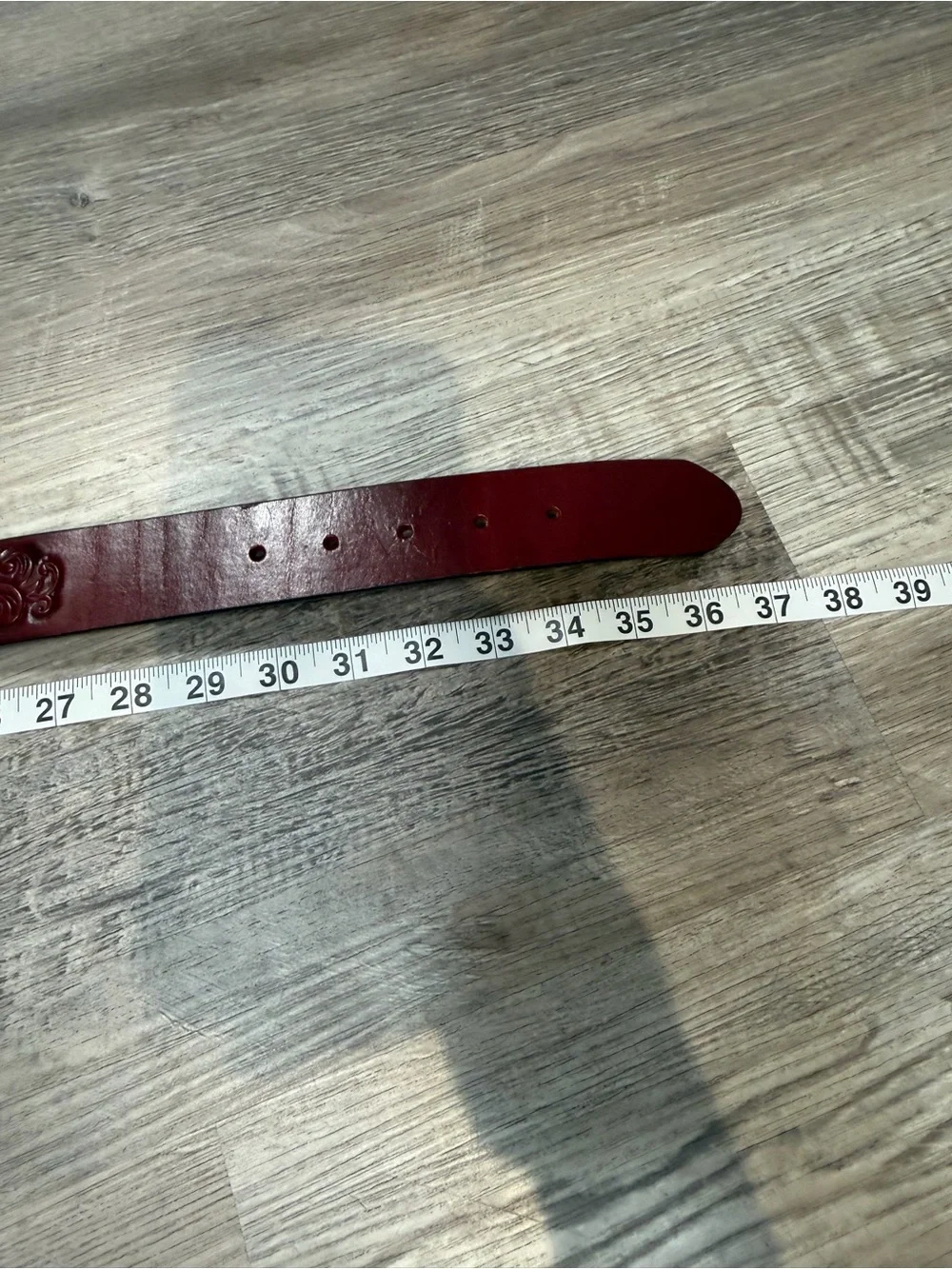 Brighton Vintage Red Burgundy Leather Embossed Heart Buckle 1993 37”